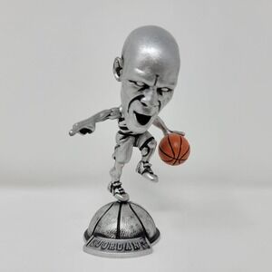 Michael‎ Jordan Silver Tone Figurine Dribbling Basketball On Stand Collectible